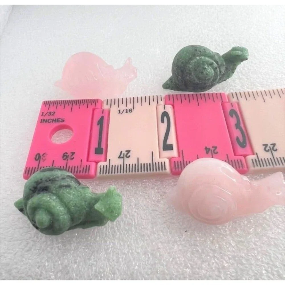 Gemstone Snail Carving - Your Choice Zoisite or Rose Quartz